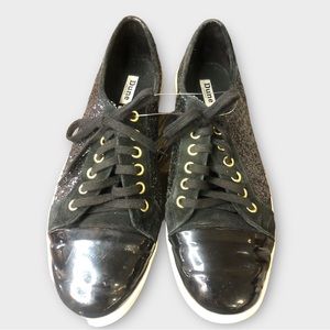 Dune London Black Glitter Lace Up Sneakers Size 41